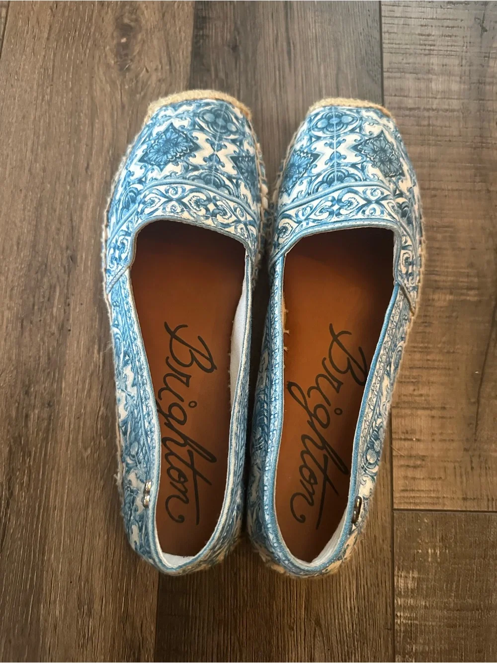 Brighton Belinda Espadrilles Blue & White Tile Print Women’s 8